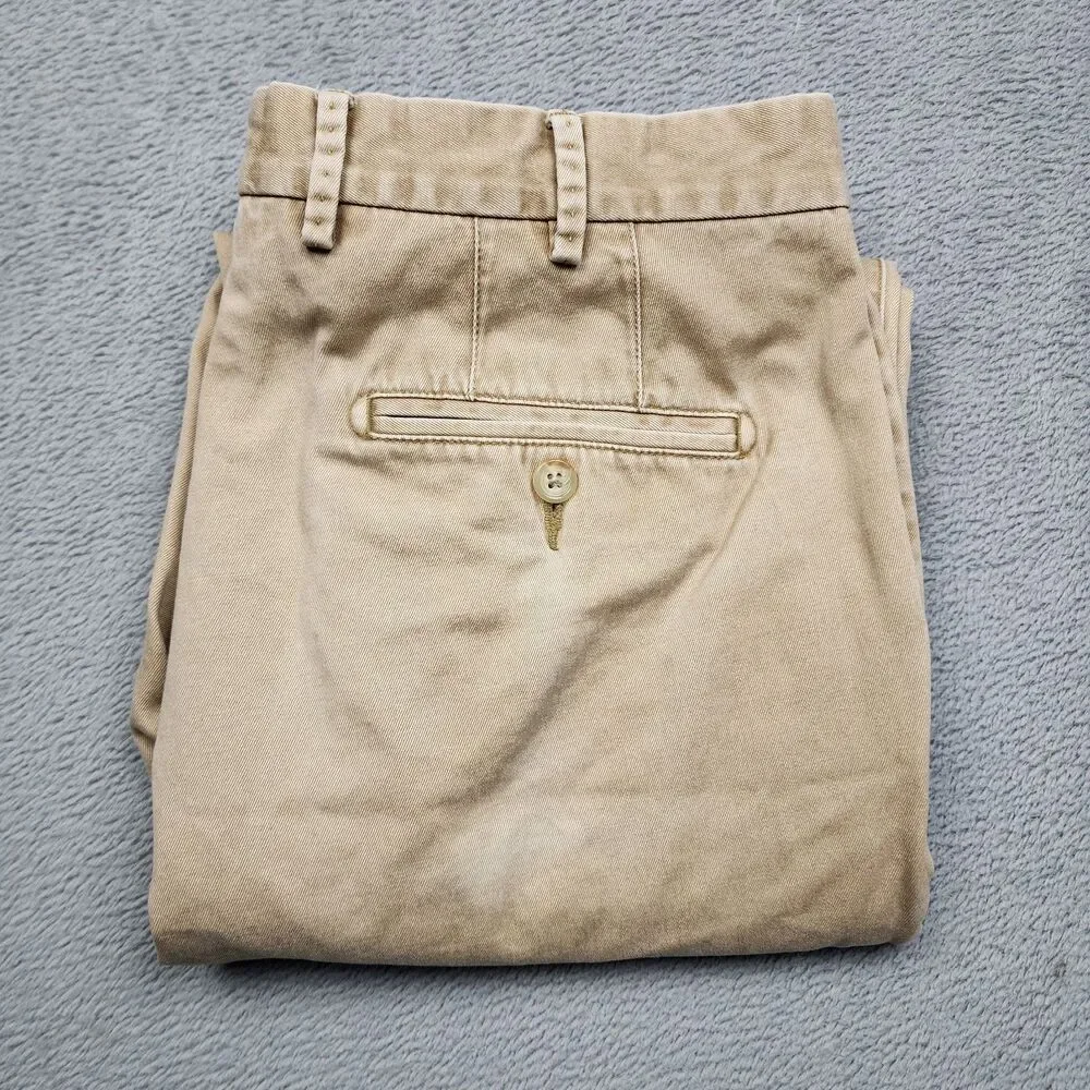Peter Millar Mens Pima Cotton Pants Tan Flat Front Straight Leg Size 33 Chinos